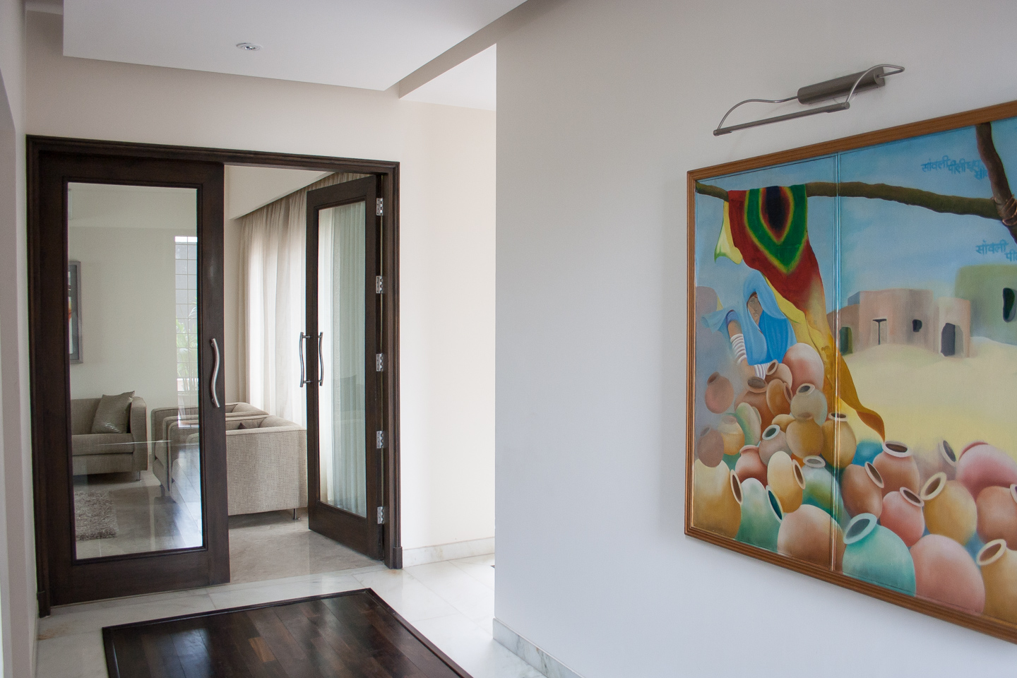 The first floor lobby leading to the drawing-dining
