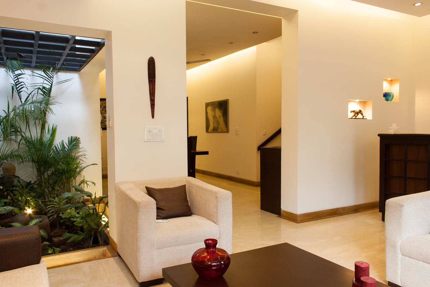 The drawing room with the landscaped light well