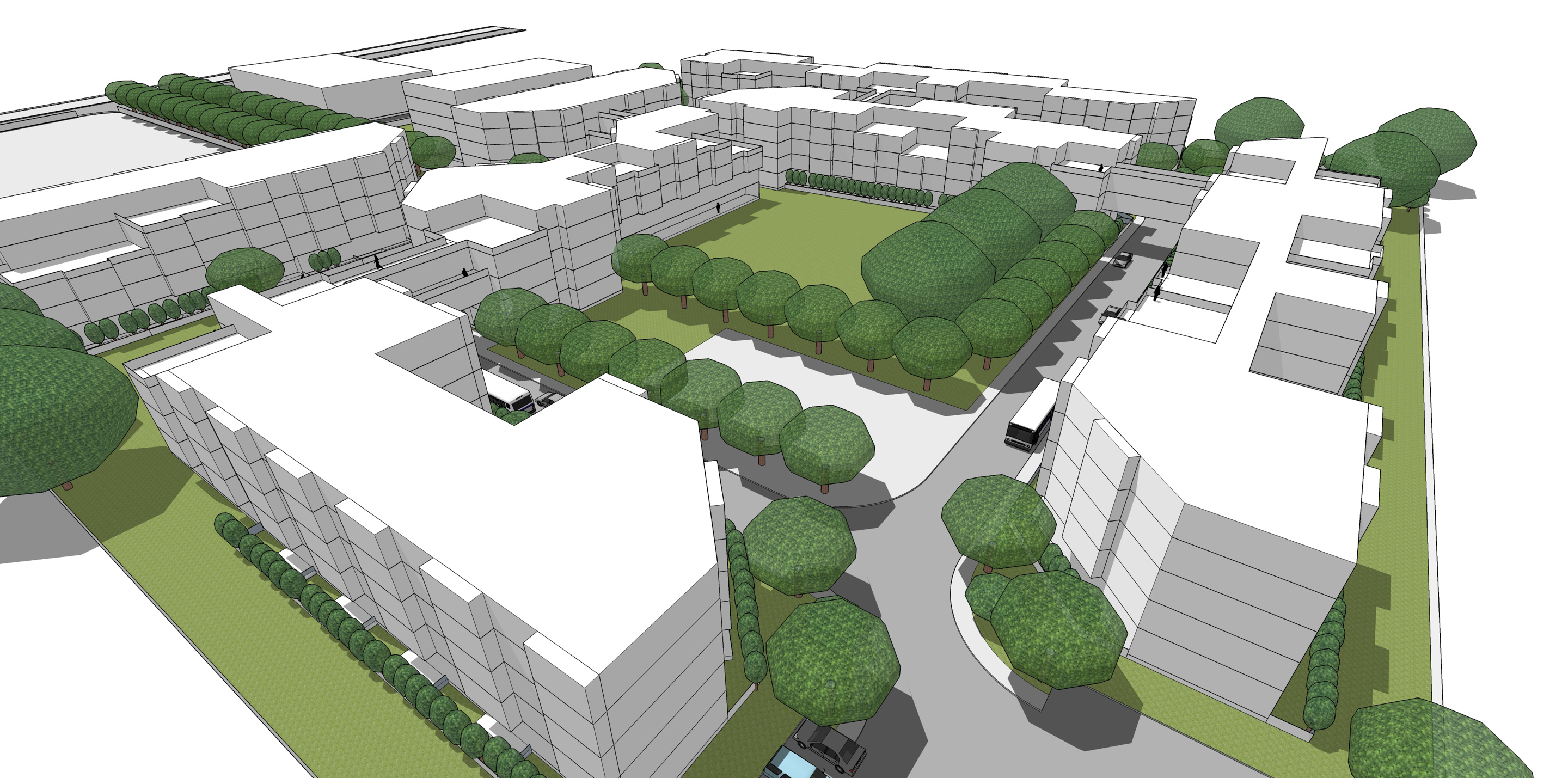 Overhead view of the development.
