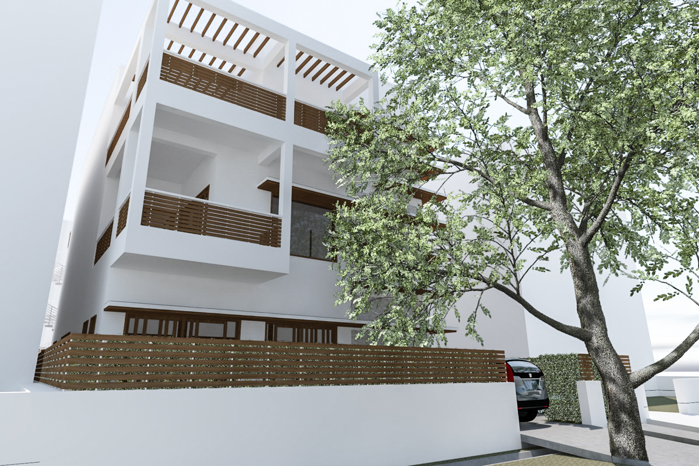 The house seen from the street.