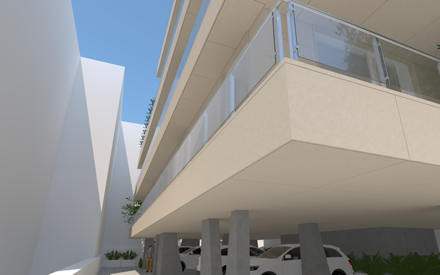 Stilt level seen from the front. 