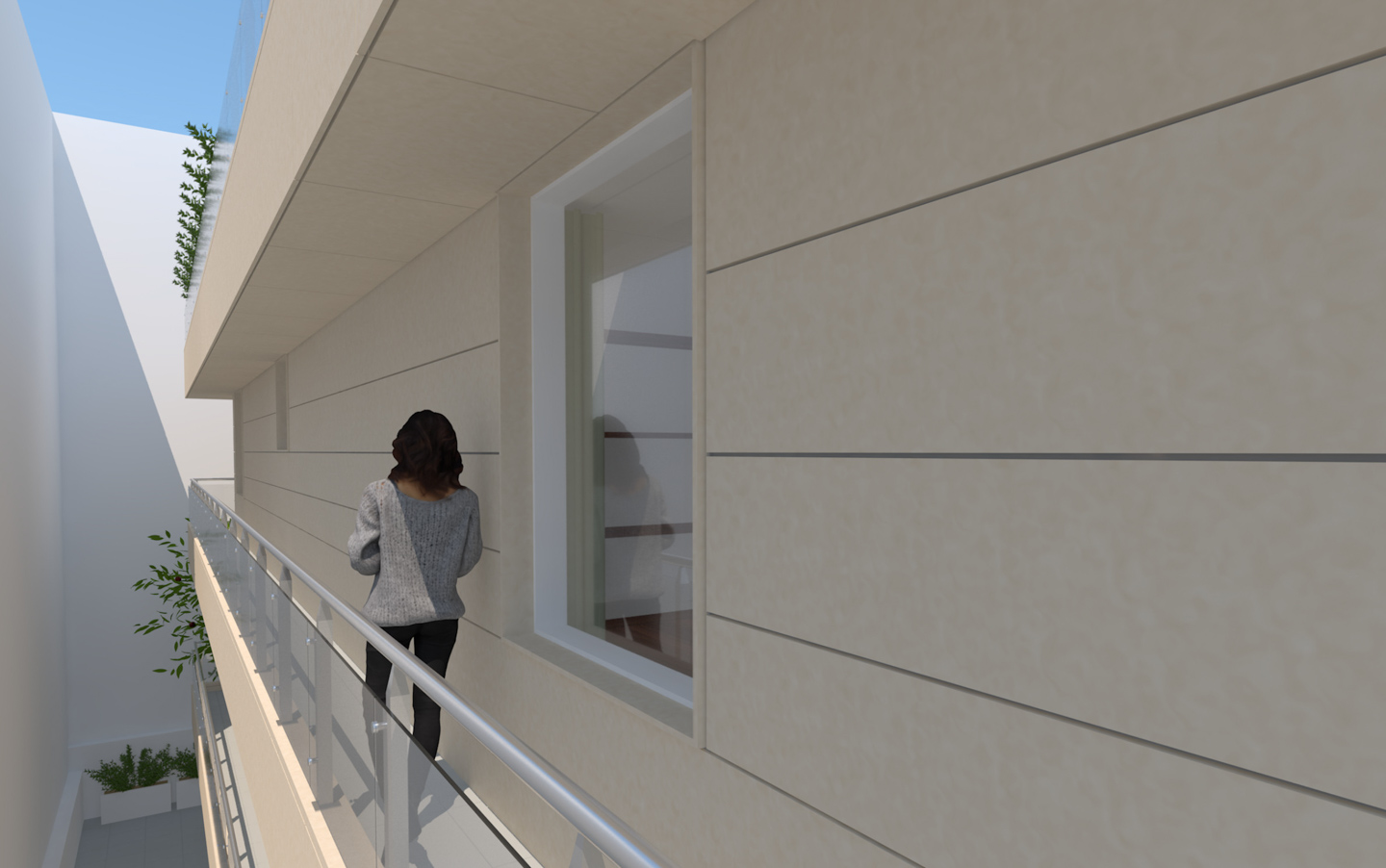 Detail of the facade cladding around a window. 