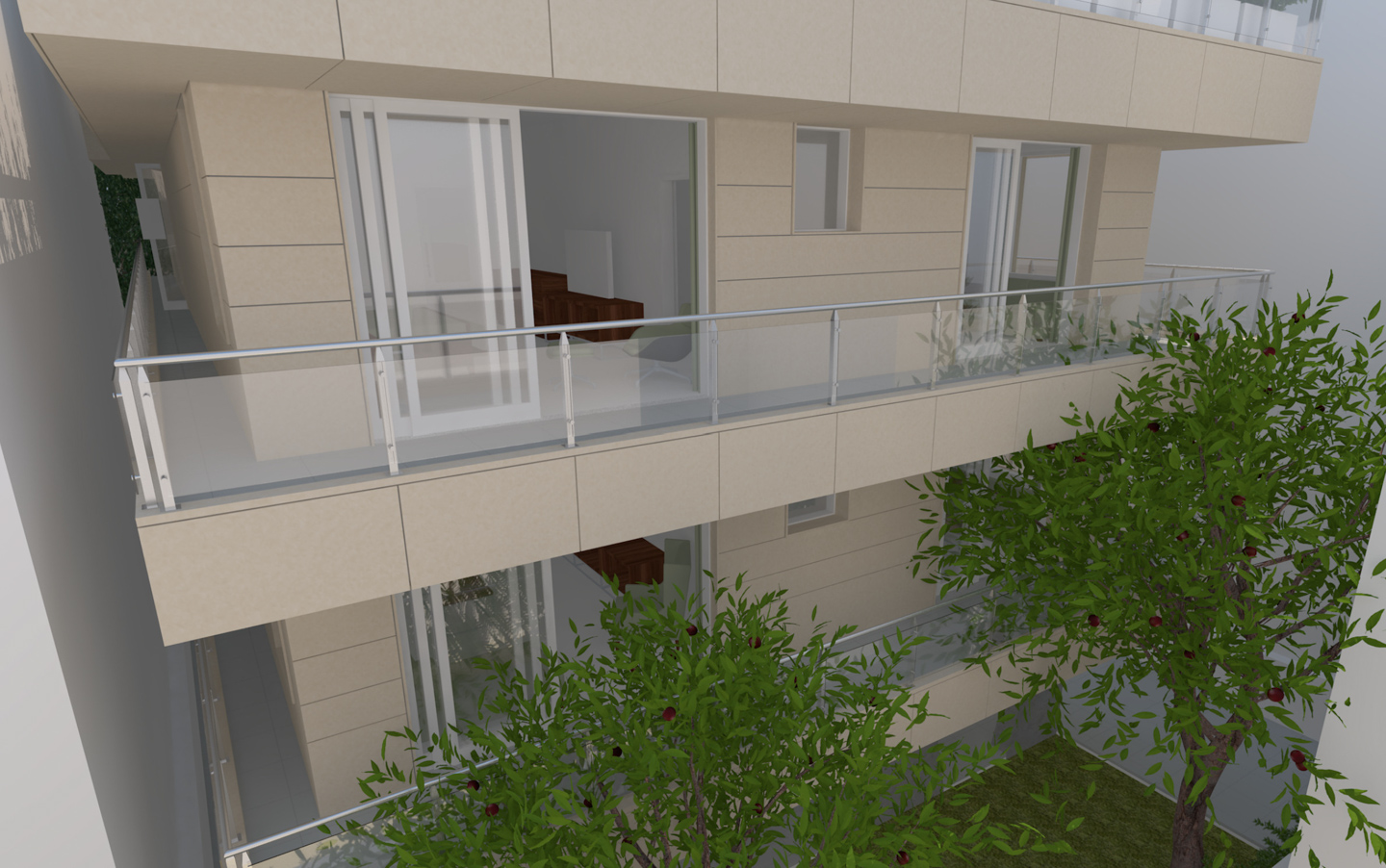 Rear balconies. 
