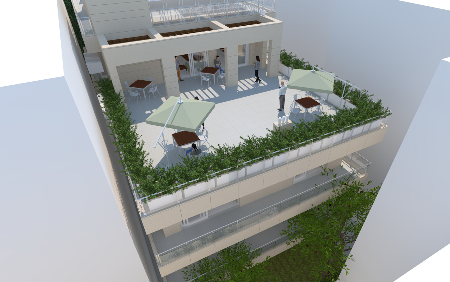 The terrace seen from the rear. 