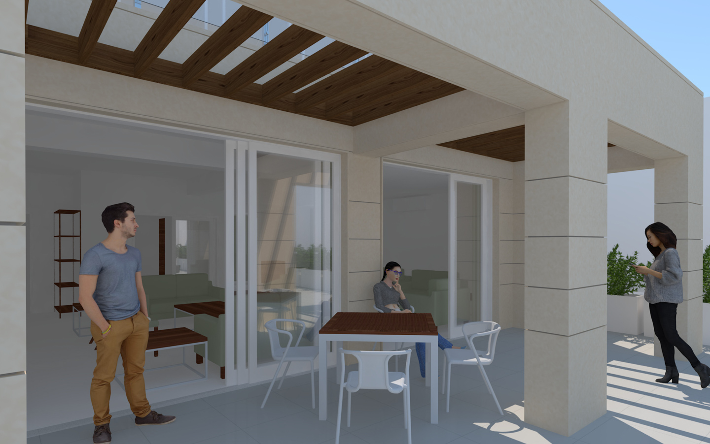The trellis between the drawing room and the terrace. 
