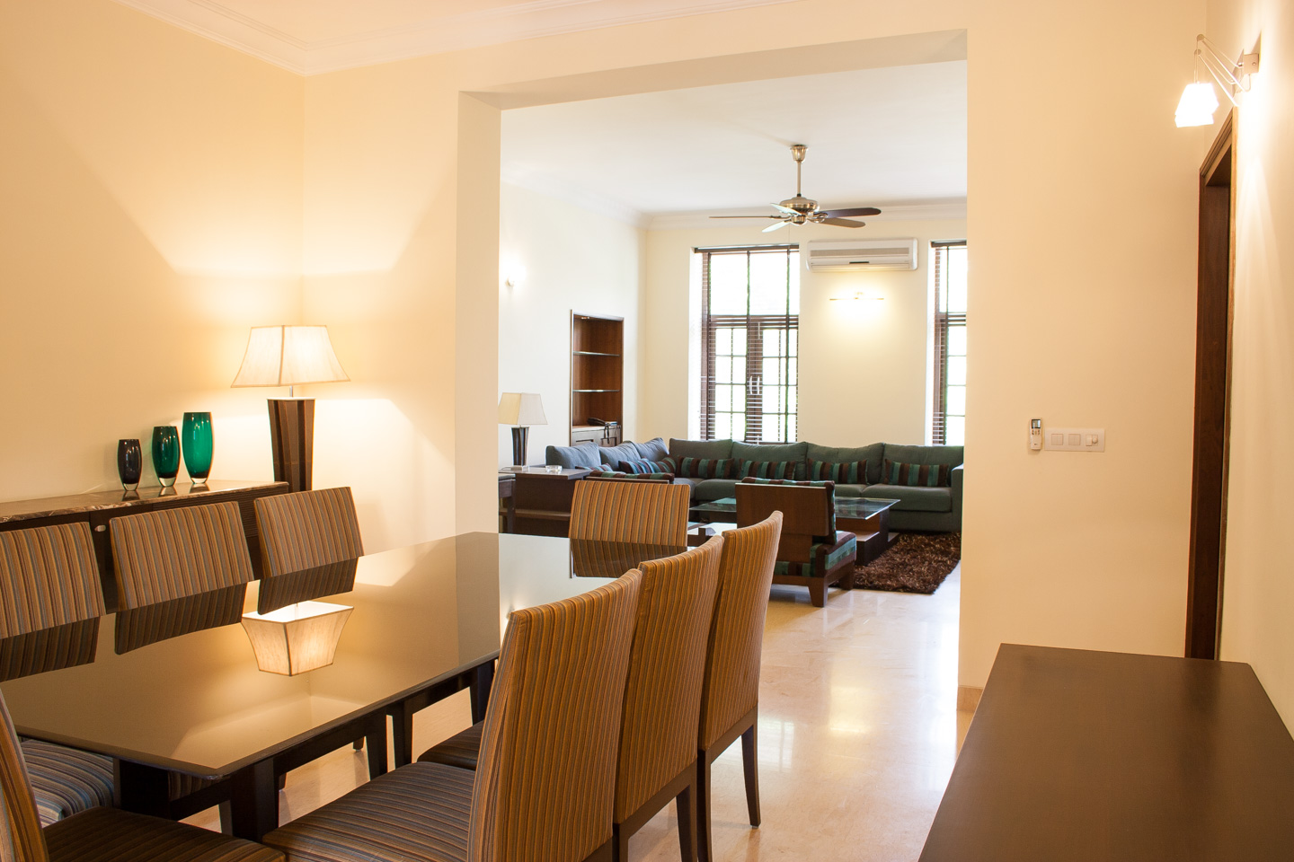 The dining room, with the drawing room beyond.