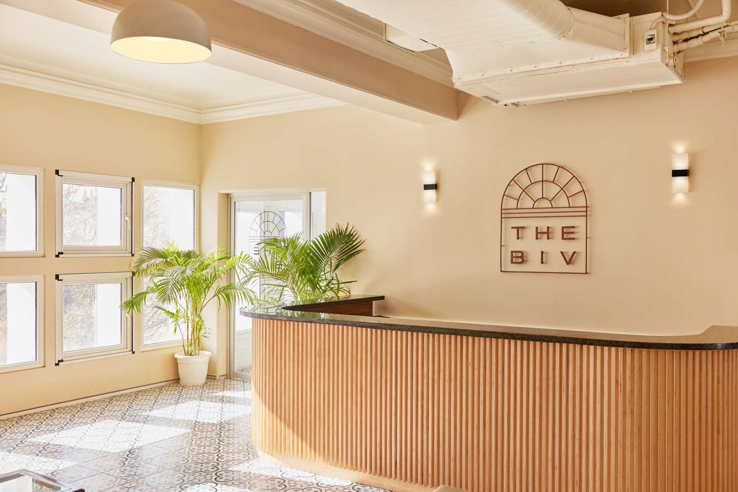 The reception desk.