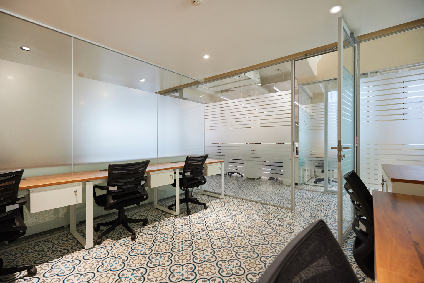 An enclosed office.